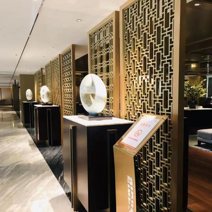 Corte con láser de estilo americano de oro de acero inoxidable pantalla de la sala de separación para el hogar Hotel restaurante 4