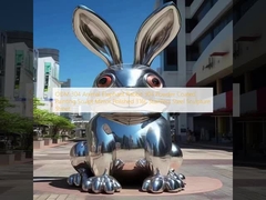 ODM 304 Animal Elefante Conejo 304 Pólvora Revestida Pintura Escultura Espejo Polido 316L Acero inoxidable Escultura calle