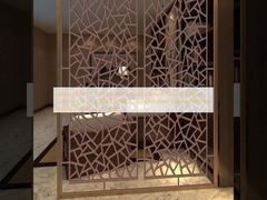 Espejo de fábrica Antigua línea de cabello de oro rosa cepillado corte láser tallado 304 color de acero inoxidable pantalla divisoria divisoria de habitación para hotel