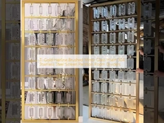 Ti-Gold Hairline Brushed Mirror Glass Insert 304 de acero inoxidable pantalla de separación divisores de la habitación