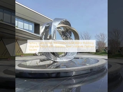 Escultura de acero inoxidable 316L para exteriores, diseño mejorado con acabado dorado pulido espejo 304 personalizado de fábrica, plaza