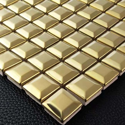 Pequeñas tejas de mosaico de acero inoxidables del oro PVD del cubo para la decoración los 30.5x30.5cm de la pared