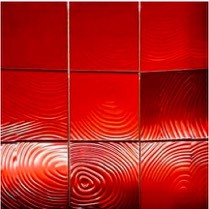 Teja espiral roja china de la pared del mosaico del espejo del metal forma del cuadrado de 98 * de 98M M