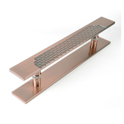 Buen precio Tirador de puerta de encargo de la aleación de aluminio que graba el final de bronce de la rayita de la antigüedad del amor en línea