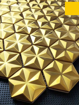 Buen precio Pared hexagonal del fondo de la etiqueta engomada de la pared del cuarto de baño de la casa del ladrillo del mosaico del metal del oro en línea