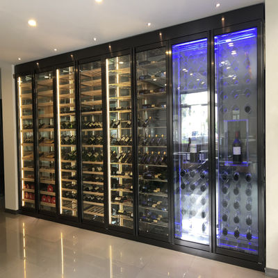Buen precio Gabinete de vino en bodega con mejores ventas Gabinete de vino antiguo 100 botellas con estante de vidrio en línea