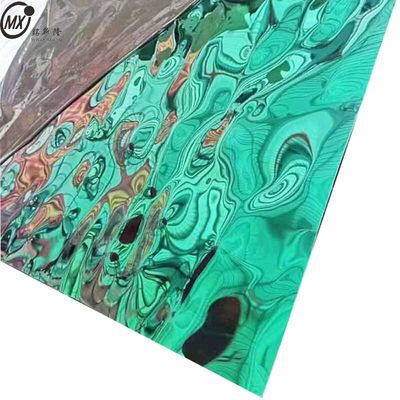 Buen precio Lámina de acero inoxidable decorativa con relieve de ondas de agua grandes verde esmeralda 8k en línea