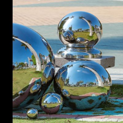 Outdoor &Indoor 201 304  Colorful Mirror Polished  Hollow Stainless Steel Sculpture Circular Decorative Ball