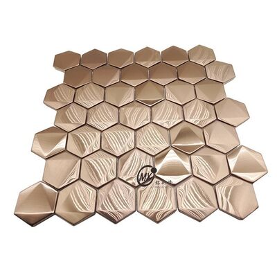 Buen precio Impresión de pelo de bronce moderno Hexagonal Mosaico Decoración de paredes de baño Hoteles Villas Para habitaciones Solución de diseño de patrones de fondo en línea