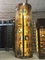 Gabinete de vino de acero inoxidable de bronce dorado con rayitas de exhibición