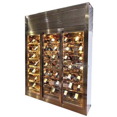 Buen precio Gabinetes de acero inoxidables de bronce del vino del ODM 24 refrigeradores AC240V del vino de la pulgada en línea