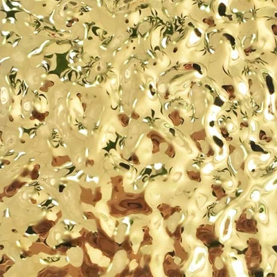 Hoja de acero inoxidable de la ondulación del agua del color oro del espejo para la decoración del techo