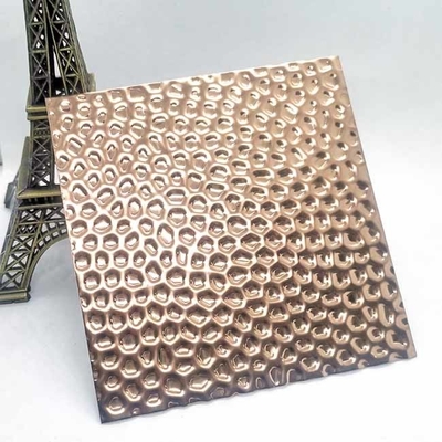 Panal grabado en relieve hoja de Rose Gold Color Stainless Steel