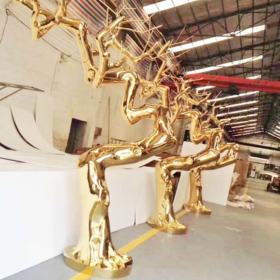 Fabricantes de esculturas de acero inoxidable 316L de diseño moderno y actualización con pulido de espejo dorado y acabados 304 personalizados
