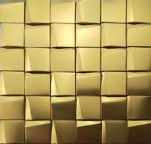 Buen precio 48 decoración de acero inoxidable trapezoidal de la cocina de las tejas de mosaico 3d 293×293m m en línea