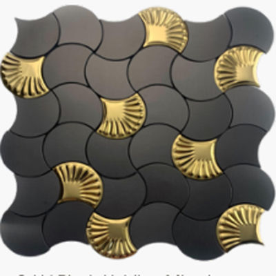 Buen precio 201 304 316l oro negro azul violeta forma irregular azulejo de mosaico de acero inoxidable para la decoración de la pared en línea
