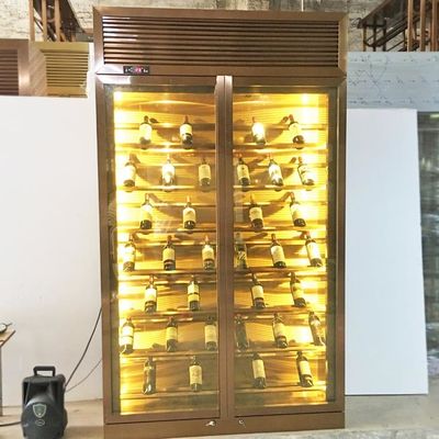 Buen precio Gabinete de vino de alta gama de acero inoxidable Gabinete de exhibición de estante de vino ISO No.4 HL en línea