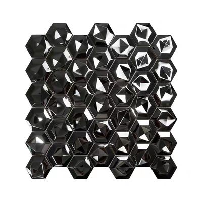 Buen precio 304 mosaico de acero inoxidable de lujo del metal del hexágono del negro 3D del espejo para las tejas de la pared del fondo de la sala de estar del cuarto de baño de la cocina en línea
