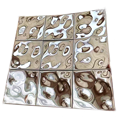 Tejas de acero inoxidables de la pared del fondo del mosaico del agua blanca de la ondulación del metal hermoso lujoso del espejo