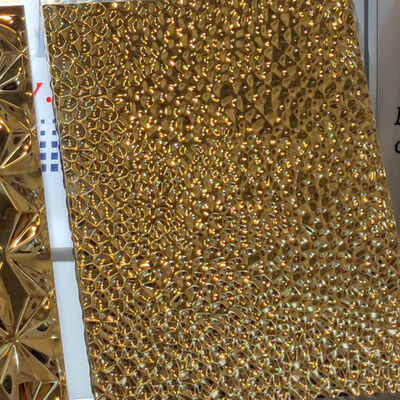 Buen precio 316L 304 0,8MM espesor espejo onda oro PVD color panel de martillo en línea
