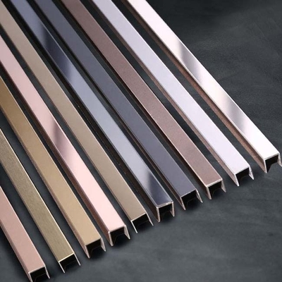 Espejo de plata acabado en forma de U 316L azulejos de acero inoxidable con bordes de 5 mm
