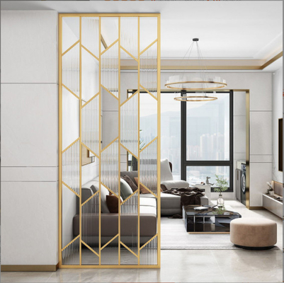 Divisores de habitación de acero inoxidable 304 con vidrio transparente satinado oro rosa para hotel