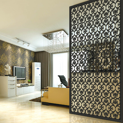 Color de fábrica personalizado Oro negro espejo cepillado moderno 316L divisores de habitación de acero inoxidable para el resort