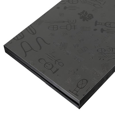 Buen precio 304 color negro oscuro letra grabado de cuentas de oro rosado estallado de acero inoxidable de hoja para el panel del gabinete en línea