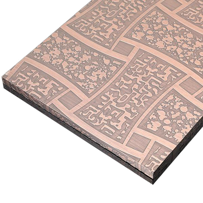 Fabricante de paneles de chapa grabada de acero inoxidable con chorro de arena y color oro rosa