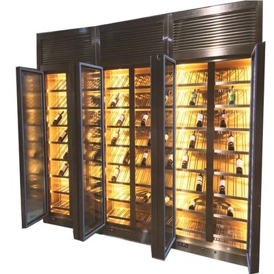 Buen precio Puerta de vidrio de lujo Oro negro Acero inoxidable Armarios de vino Salón de estar en línea