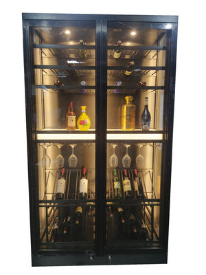 Buen precio Cabinetes de vino de acero inoxidable de metal negro a medida Temperatura constante de 12 a 18 grados Celsius en línea