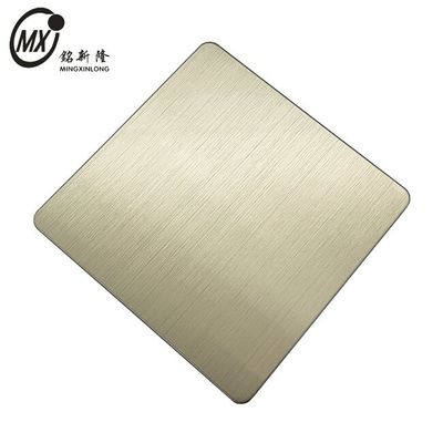 Buen precio 201 304 316L J1J2 J3 Línia de cabello cepillado Champagne Color PVD Revestimiento Placa de acero inoxidable en línea