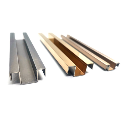 Moldura de acero inoxidable 304 de forma especial con acabado arenado color oro rosa para pared de azulejos
