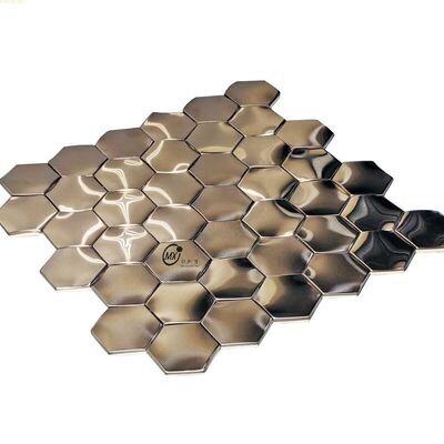 Buen precio 48 azulejos de mosaico de acero inoxidable de oro rosa hexagonal cerámico de metal cepillado en línea