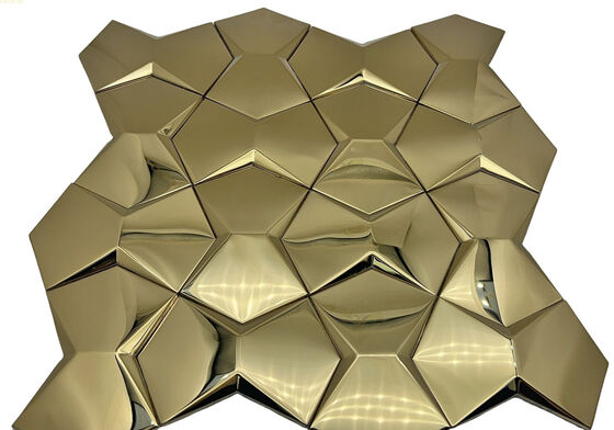 Buen precio Tejas de mosaico de acero inoxidable 3D de metal KTV Club Bar Entrada de TV Fondo de pared convexa en línea