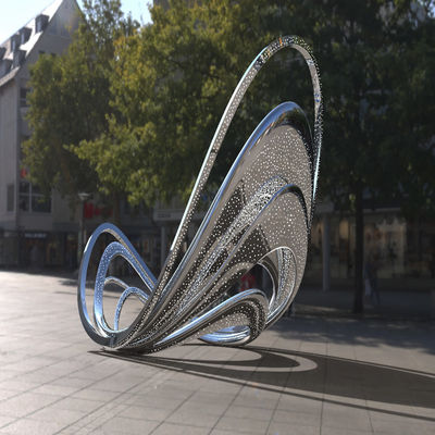 Silver Color Polished 316L Abstract Stainless Steel Butterfly Sculpture For Exterior Decoration