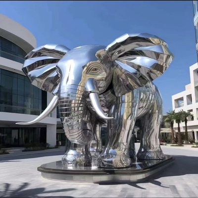 Muestra personalizada Animal Elefante Rockery Luna 304 Pintado Horneado Barniz Escultura 3D Espejo Polido 316L Escultura de acero inoxidable en el resort