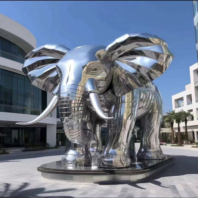 Buen precio Muestra personalizada Animal Elefante Rockery Luna 304 Pintado Horneado Barniz Escultura 3D Espejo Polido 316L Escultura de acero inoxidable en el resort en línea