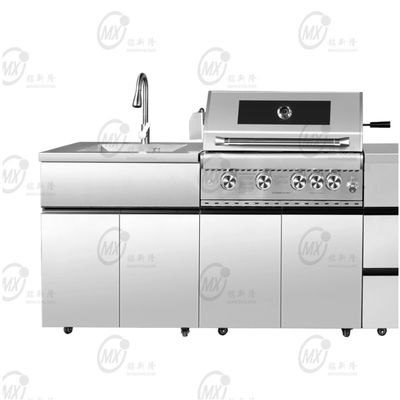 Buen precio Oven de barbacoa de acero inoxidable de doble uso Villa patio exterior cocina gabinetes de exhibición de metal en línea