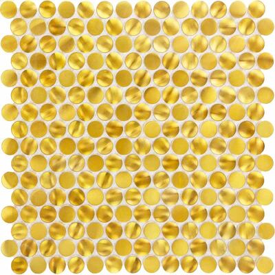 Buen precio Forma redonda color dorado mosaico de acero inoxidable para fondo de pared en línea