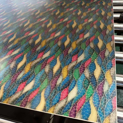 Nuevo diseño colorido proyecto de ingeniería decoración de acero inoxidable panel de acabado antiguo de acero inoxidable de la hoja de la angustia