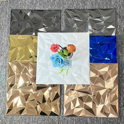 Buen precio mosaico de acero inoxidable azulejos para decoración de paredes 300x300mm espejo gran grano estéreo fondo mosaico de ladrillo en línea