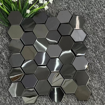 Línia de cabello cepillado espejo acabado de acero inoxidable 304 mosaico azulejos para la decoración del hotel