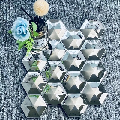 Placas de acero inoxidable de oro rosa para decoración hexagonal de paredes de hoteles en varios colores