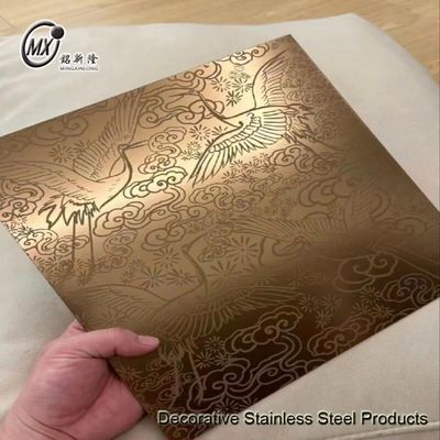 Buen precio Diseño Personalizado Dorado  Placa Decorativa para Puerta de Ascensor con Revestimiento de Acero Inoxidable Grabado en Color 304 para Proyecto Hotelero en línea