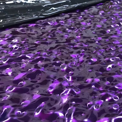 304 Violeta de agua ondulado espejo en relieve 8k chapa de acero inoxidable para el techo de la pared Ktv Hotel