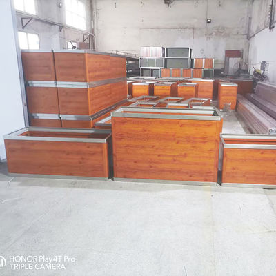 Buen precio Muebles de jardín de color madera para la calle, jardinera rectangular grande de metal, maceta de aluminio para exteriores, maceta de acero inoxidable en línea