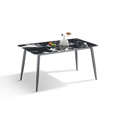 Buen precio Mesa de comedor moderna de piedra sinterizada, color gris, base de acero al carbono en línea