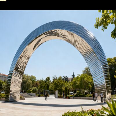 Arco de plata 316L espejo brillante de acero inoxidable Parque de esculturas para el proyecto del centro de arquitectura