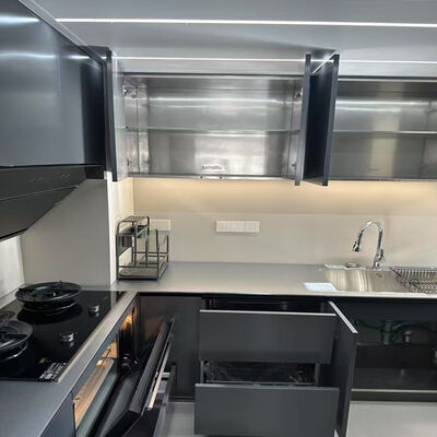 Armarios de cocina de acero inoxidable para exteriores tamaños personalizables estilo moderno con deslizador de cajón del fregadero y accesorios de almacenamiento
